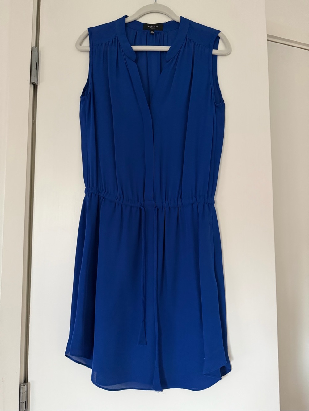 Babaton Sleeveless Royal Blue Drawstring Waist Dress